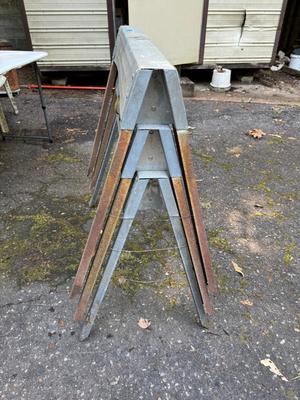 Vintage Metal & Wood Saw Horses