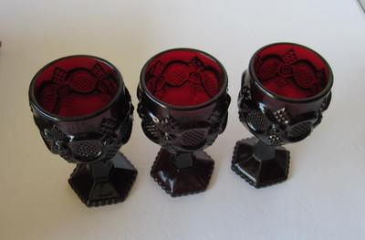 Vintage Ruby Red Bar Glasses and Avon Cape Cod Wines