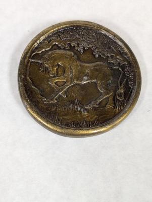 Unicorn Brass Belt Buckle 1976 Indiana Metal Craft