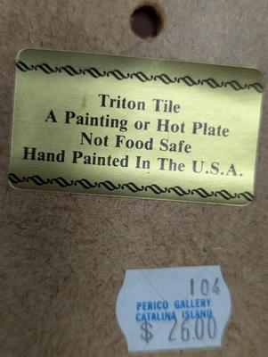 Hand Painted Triton Pelican & Pier Tile