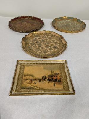 Florentine Painted Gilt Trays & Picture