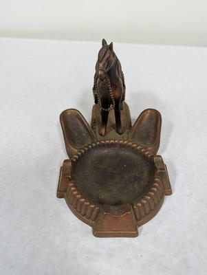 Vintage Metal Horse Ashtray Pipe Rest