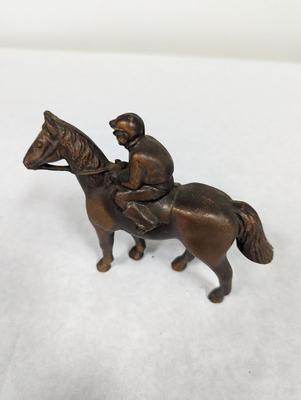 Brass Metal Horse & Jockey Figure