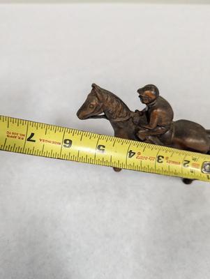 Brass Metal Horse & Jockey Figure