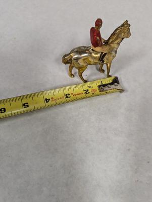 Brass Metal Horse & Jockey Figure