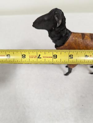 Vintage Folk Art Wood Carved Sheep With Metal & Brass Donkey