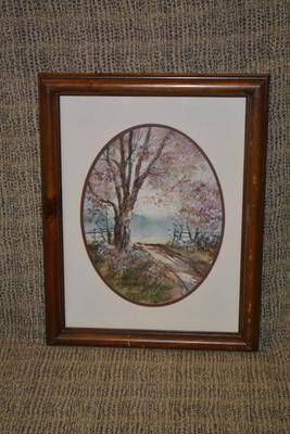 Framed, Matted, Signed Ed Gifford ‘Spring Lane’ Wall Art 18.5”x14.25”