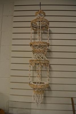 Vintage 39” 2 Tier Cowrie Shell Plant Hanger