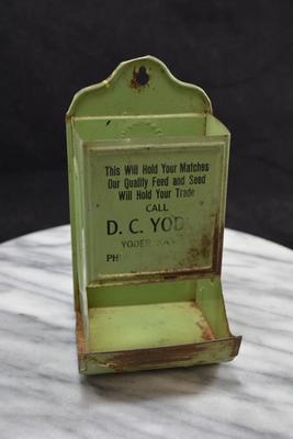 Very Vintage D.C. Yoder Hanging Match Holder, Yoder, KS