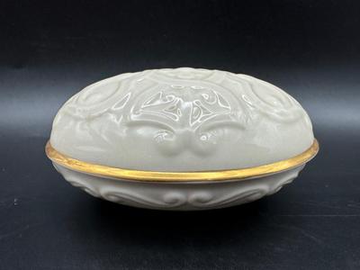 LENOX Egg Celtic Style Trinket Box Ivory With 24K Gold Trim