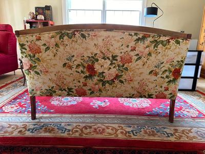 Sam Moore Floral Settee with White Slipcover