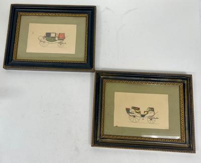 Pair of Vintage Framed Buggy Carriage Prints