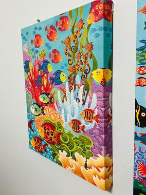 Pair Of Canvas Fish Print