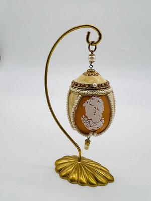 Vintage Kingspoint Designs 3 Cameo Goose Egg Trinket Box
