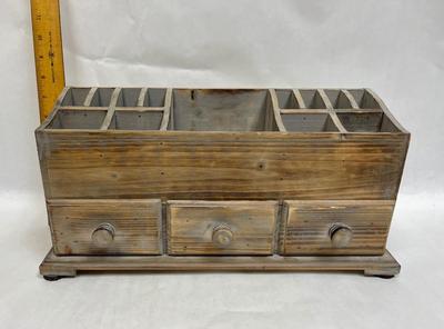 Wood Caddy with 3 Drawers