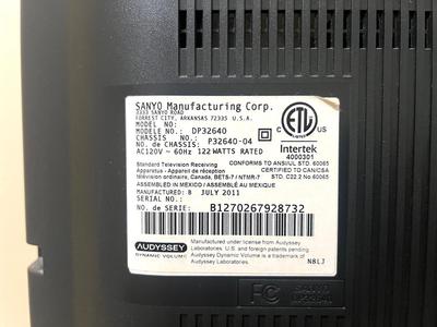 SANYO 31.5” TV - No Remote - Not a Smart TV