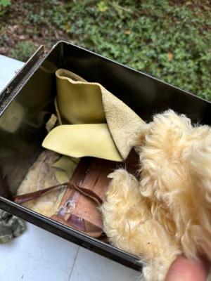 Ammo Box with Leather Scraps #223