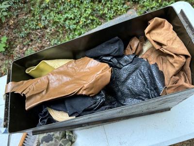 Ammo Box with Leather Scraps #223