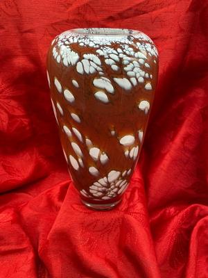 Hand blown double glass vase - signed