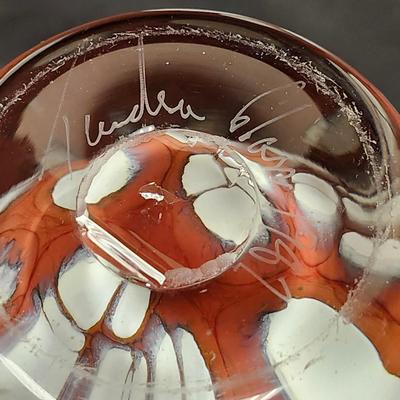 Hand blown double glass vase - signed