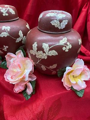 Vintage Cinnamon Red Brown Ginger Jars