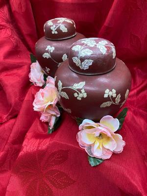Vintage Cinnamon Red Brown Ginger Jars