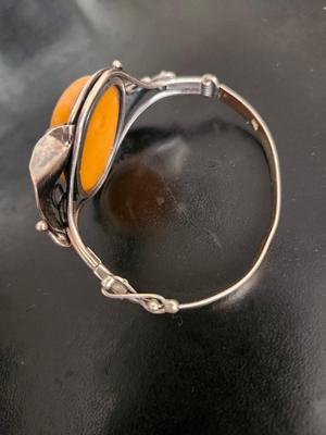 Egg Yolk Amber Sterling Cuff