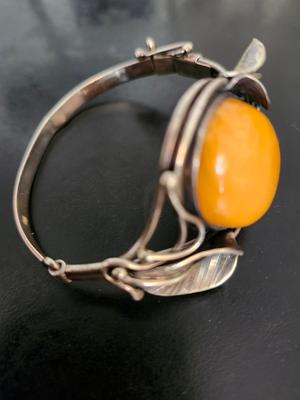 Egg Yolk Amber Sterling Cuff
