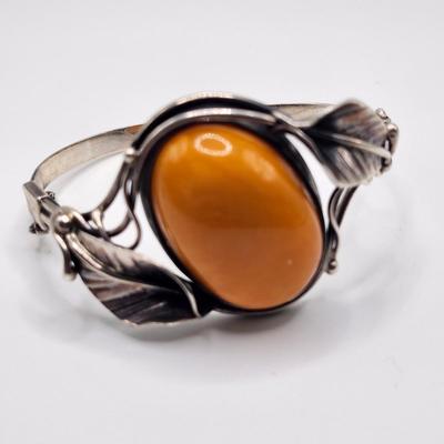 Egg Yolk Amber Sterling Cuff