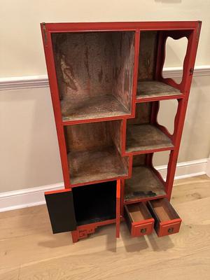 Chinese Display Shelf with Cabinet and Two Drawers