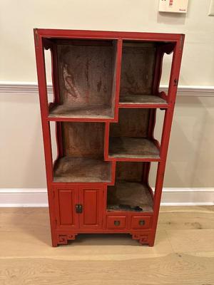 Chinese Display Shelf with Cabinet and Two Drawers