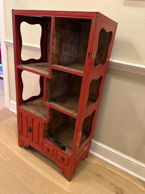 Chinese Display Shelf with Cabinet and Two Drawers