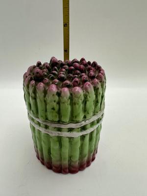 Vintage MIKASA Ceramic Covered Asparagus Jar Box
