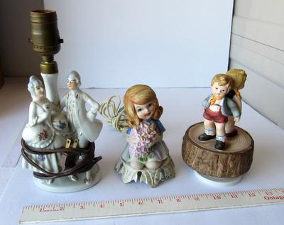 Old Japan Figural Lamp, Vintage Little Girl Night Light and Music Box