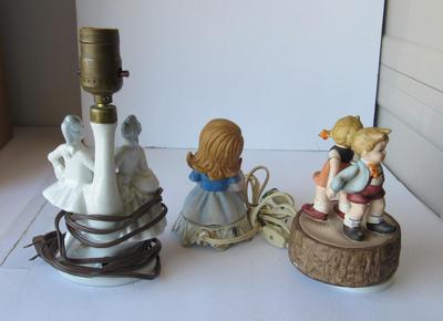Old Japan Figural Lamp, Vintage Little Girl Night Light and Music Box