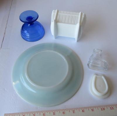 Misc Glassware Lot: Moderntone Sherbert, Salt Dip, Milk Glass, More