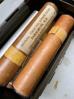 Ammo Box with Parachute Flare Canisters. #137B
