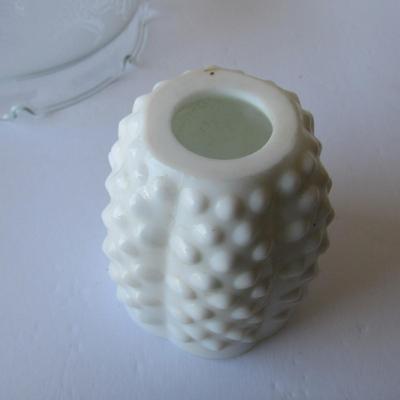 Lot of Various Glass Shades, Fenton Fairy Lamp Top (no base), Etched Globe Shade