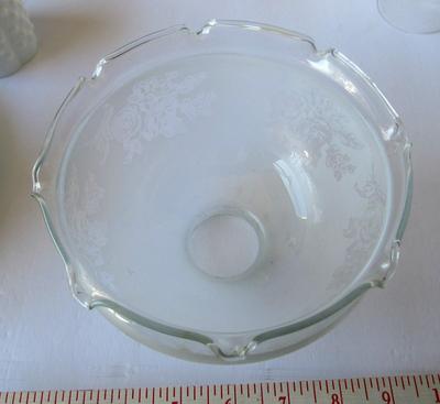 Lot of Various Glass Shades, Fenton Fairy Lamp Top (no base), Etched Globe Shade