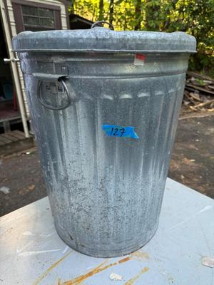 Galvanized Trash Can with Contents #127