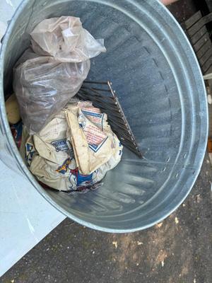 Galvanized Trash Can with Contents #127