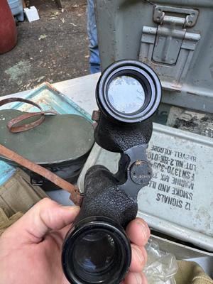 Vintage Militaria Lot of Bags, Binoculars and Boxes #126A