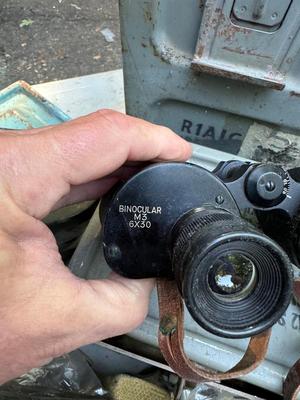 Vintage Militaria Lot of Bags, Binoculars and Boxes #126A