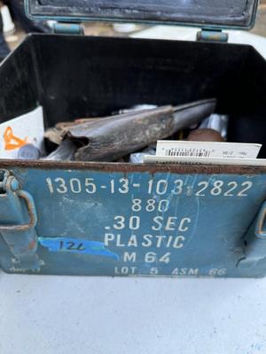 Military Metal Storage Box w Flares, Holsters #126B