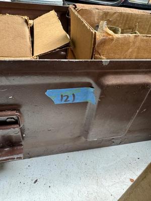 Military Metal Storage Locker w Gun Parts and Cases #121