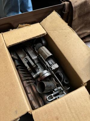 Military Metal Storage Locker w Gun Parts and Cases #121