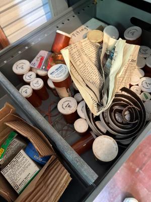 File Cabinet with Motherload of Tack, Nuts, Bolts, Etc #87