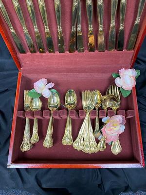 Godinger Gold Plated Flatware in Case