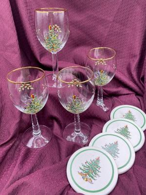 Spode- Wine Glasses and Coasters