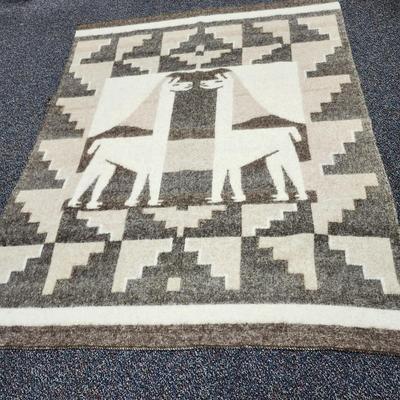 Vintage Peruvian Alpaca Wool Blanket